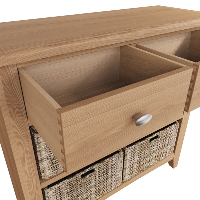 Gallery Oak 2 Drawer 4 Basket Cabinet