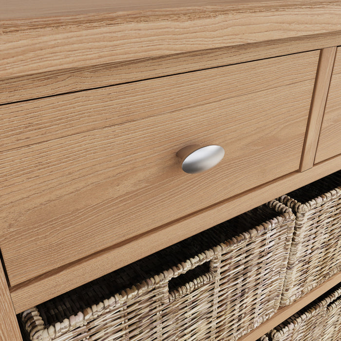 Gallery Oak 3 Drawer 6 Basket Cabinet