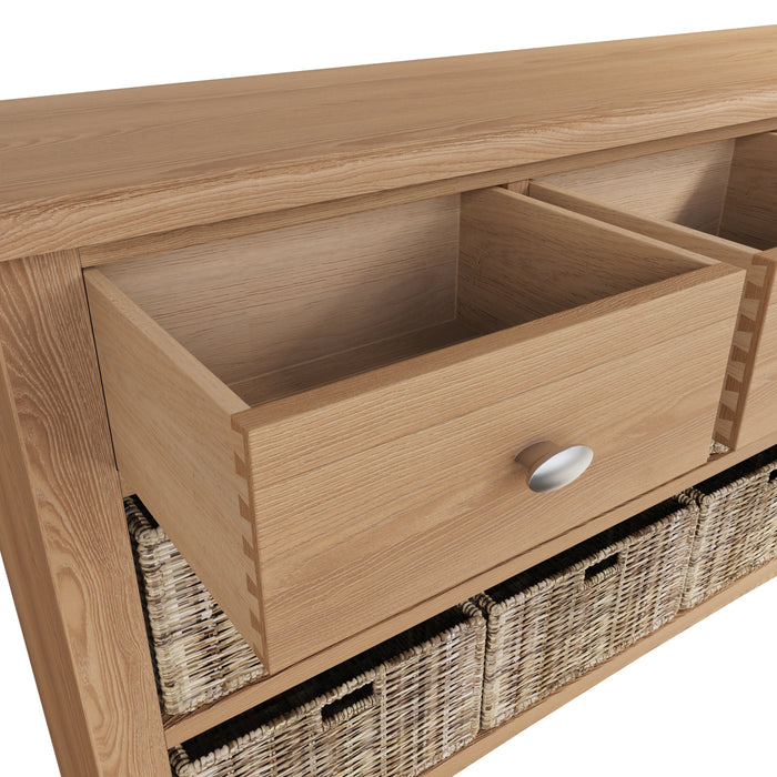Gallery Oak 3 Drawer 6 Basket Cabinet