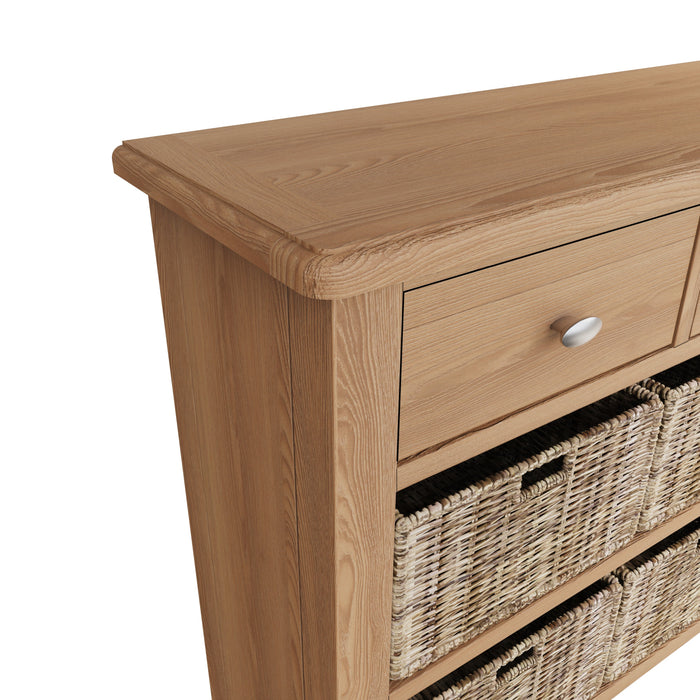 Gallery Oak 3 Drawer 6 Basket Cabinet