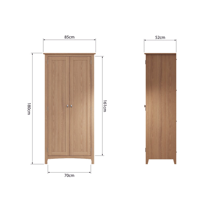 Gallery Oak 2 Door Full Hanging Wardrobe