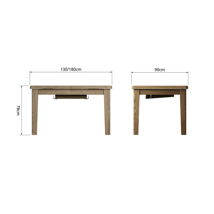 Weathered Oak 1.3m Extending Table