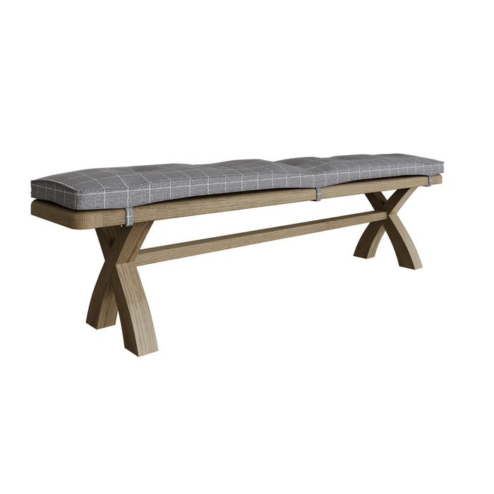 Weathered Oak 2m Cross Leg Dining Bench