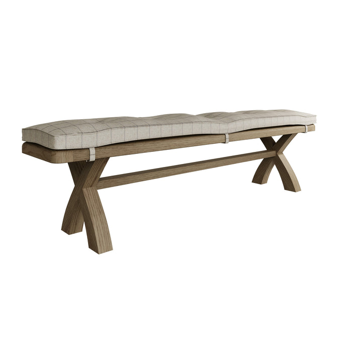 Weathered Oak 2m Cross Leg Dining Bench