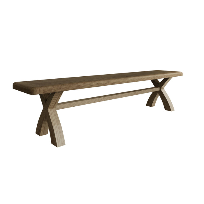 Weathered Oak 2m Cross Leg Dining Bench