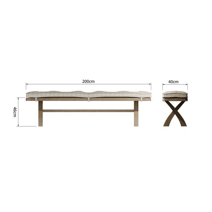 Weathered Oak 2m Cross Leg Dining Bench