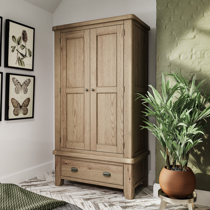 Weathered Oak 2 Door Wardrobe