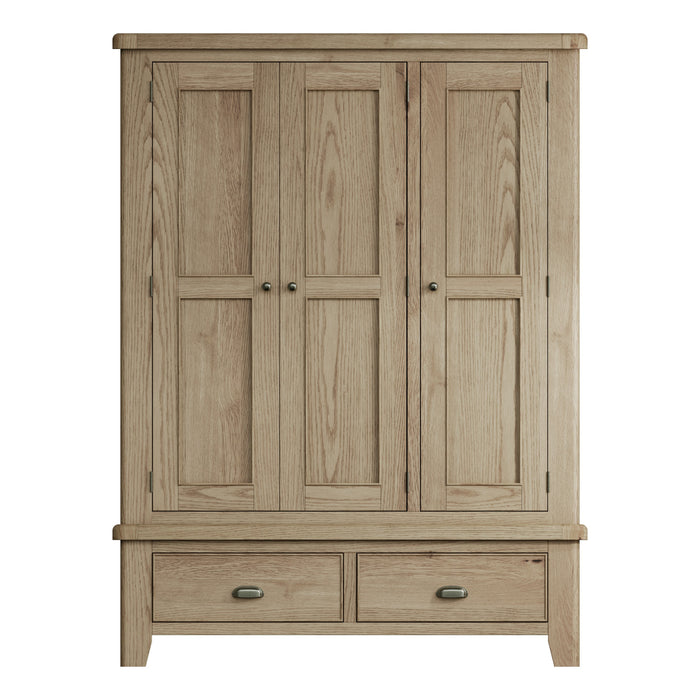 Weathered Oak 3 Drawer Wardrobe