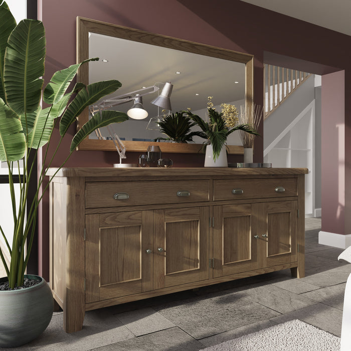 Weathered Oak 4 Door Sideboard