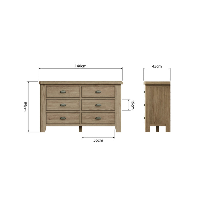 Weathered Oak 6 Drawer Chest