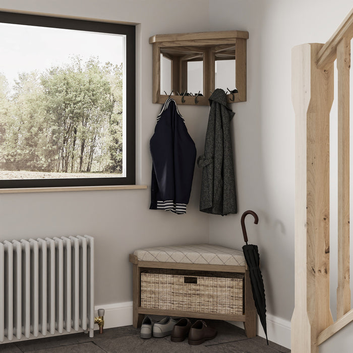 Weathered Oak Corner Hall Bench