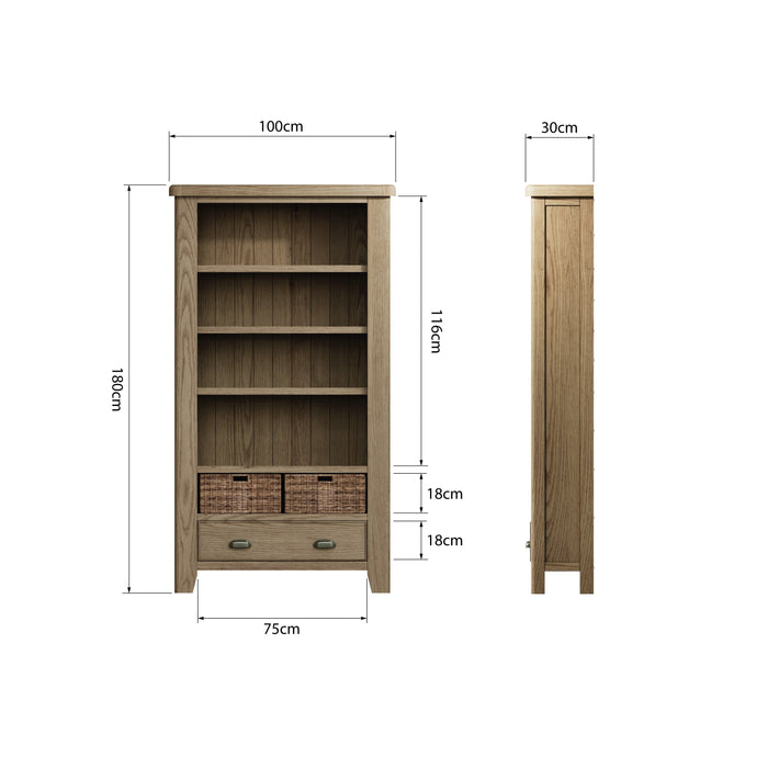 Weathered Oak Large Bookcase