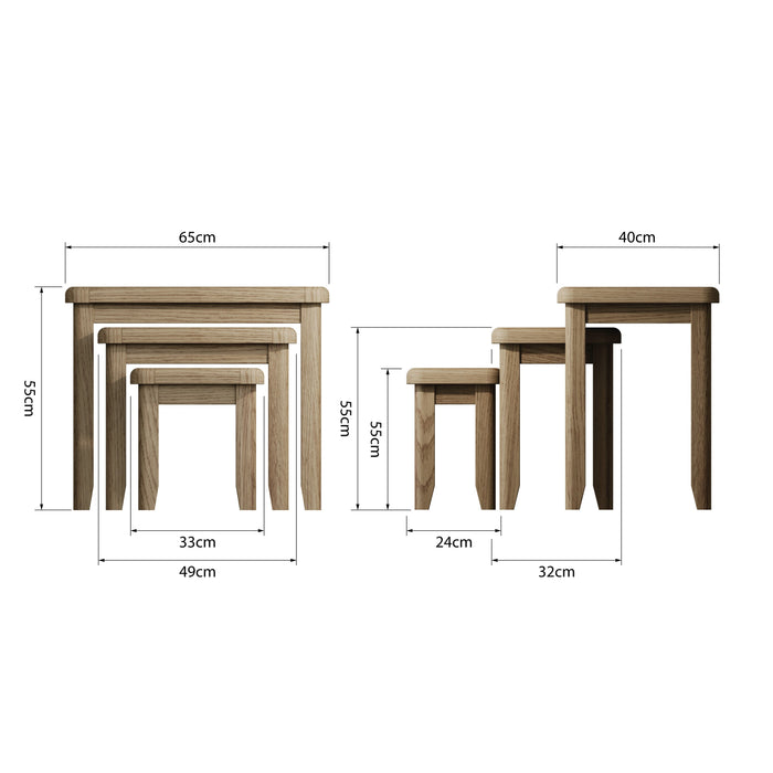 Weathered Oak Nest of 3 Tables