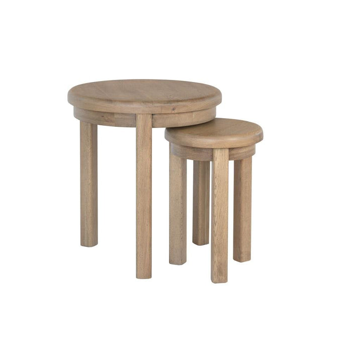 Weathered Oak Round Nest of 2 Tables