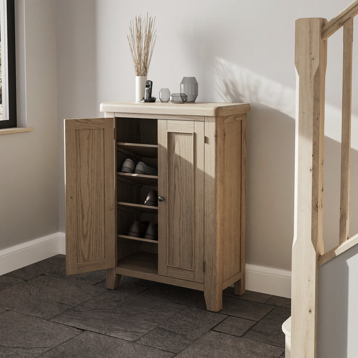 Weathered Oak Shoe Cupboard