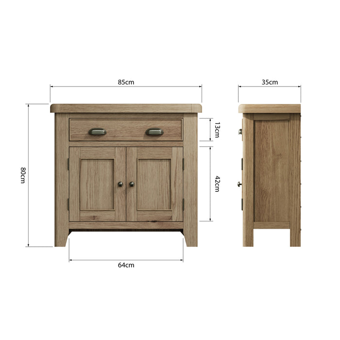 Weathered Oak 1 Drawer 2 Door Sideboard