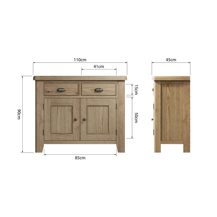 Weathered Oak 2 Door Sideboard