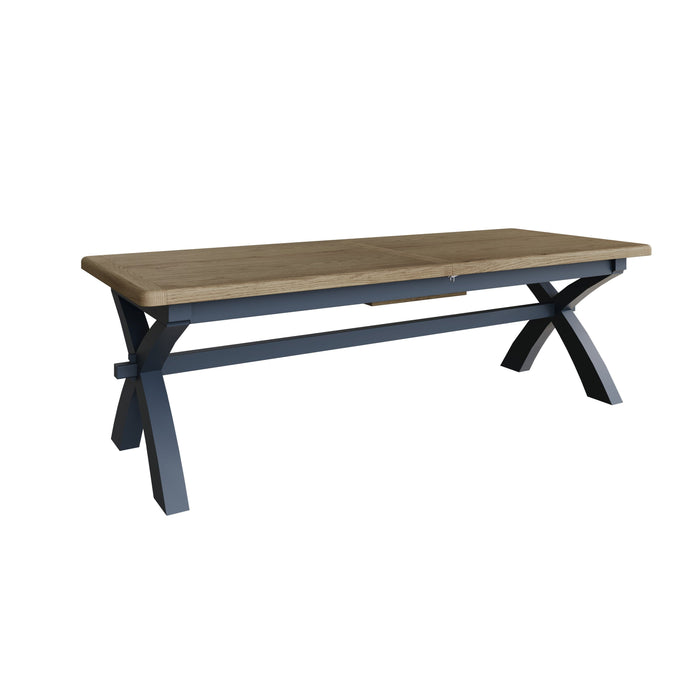 Weathered Oak Painted 2.5m Cross Leg Dining Table