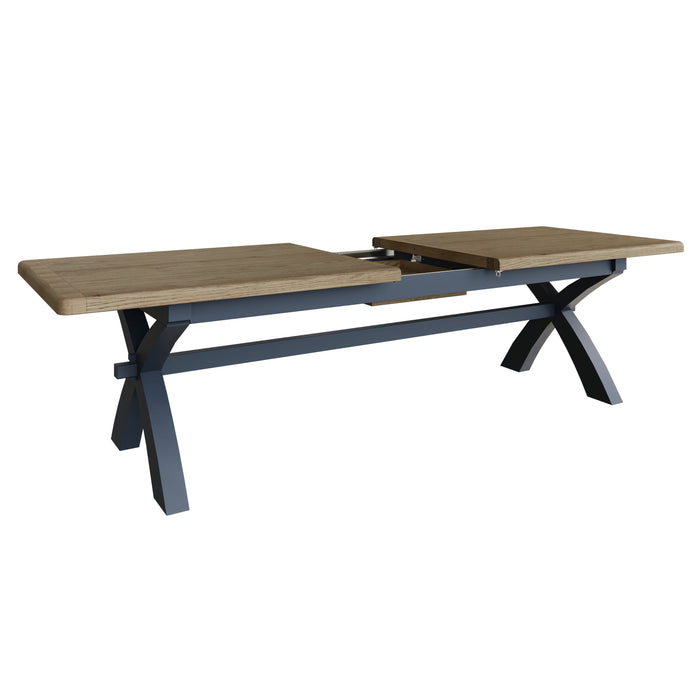 Weathered Oak Painted 2.5m Cross Leg Dining Table