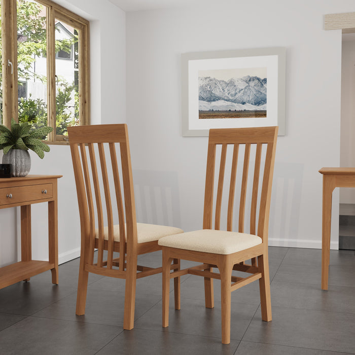 Belmont Oak Slat Back Chair (Fabric Seat)