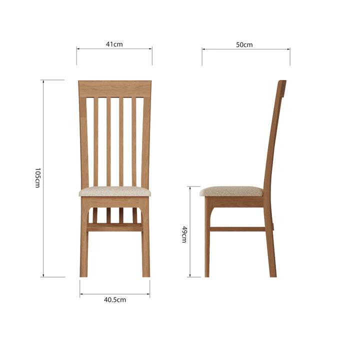 Belmont Oak Slat Back Chair (Fabric Seat)