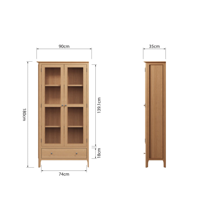 Belmont Oak Display Cabinet (With Lights)