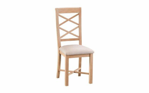 Belmont Oak Double Cross Back Chair (Fabric Seat) - Best Furniture Online