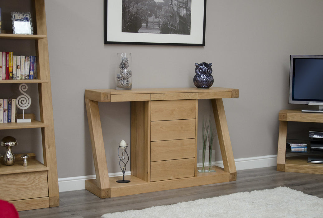 Z Oak Wide Console (with Drawers)
