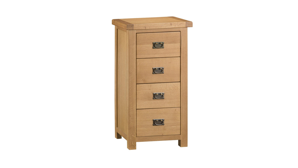 Country Oak Chest Narrow 4 Drawer