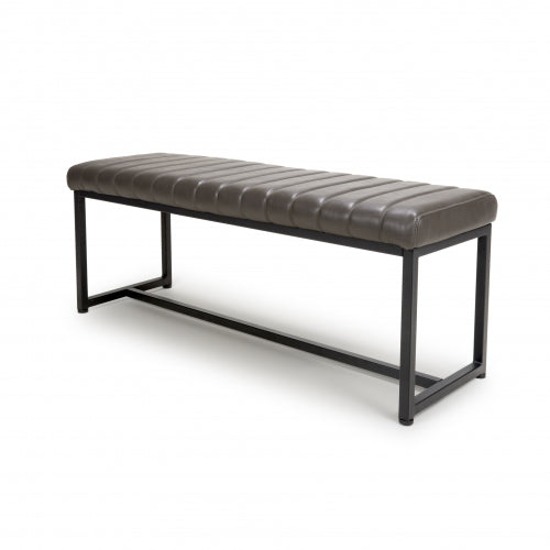 Arrow Leather Effect Grey Bench