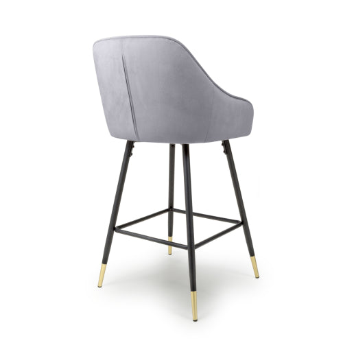 Hannah Brushed Velvet Grey Bar Stool