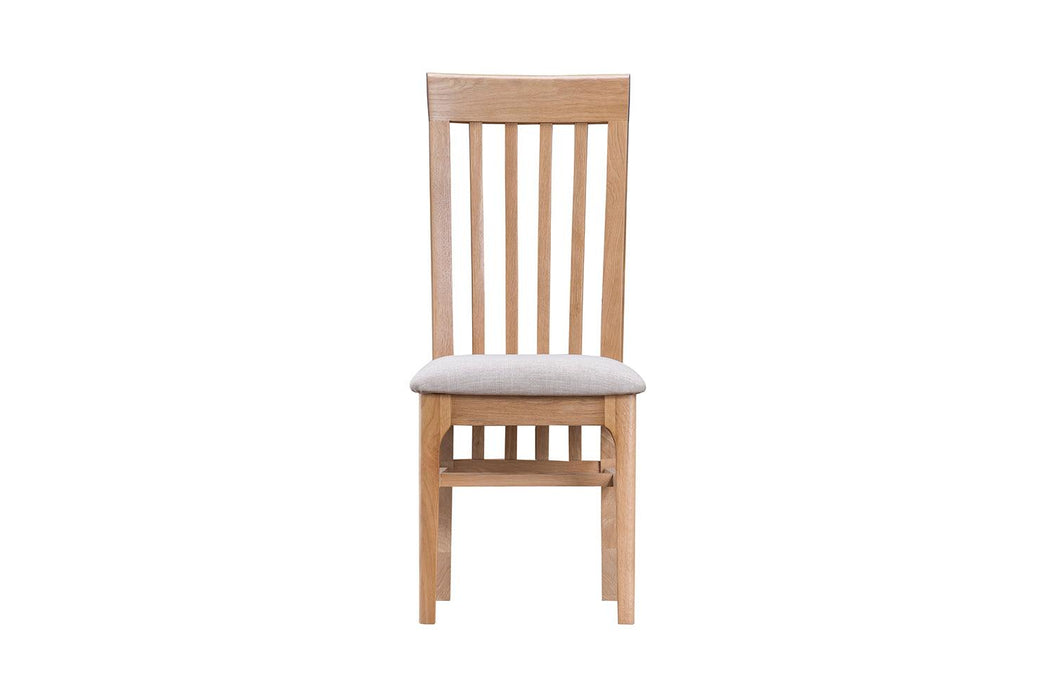 Belmont Oak Slat Back Chair (Fabric Seat) - Best Furniture Online
