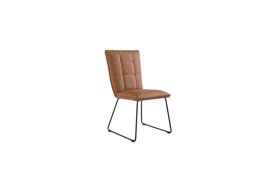 Light Oak Industrial  Panel Back Tan Chair